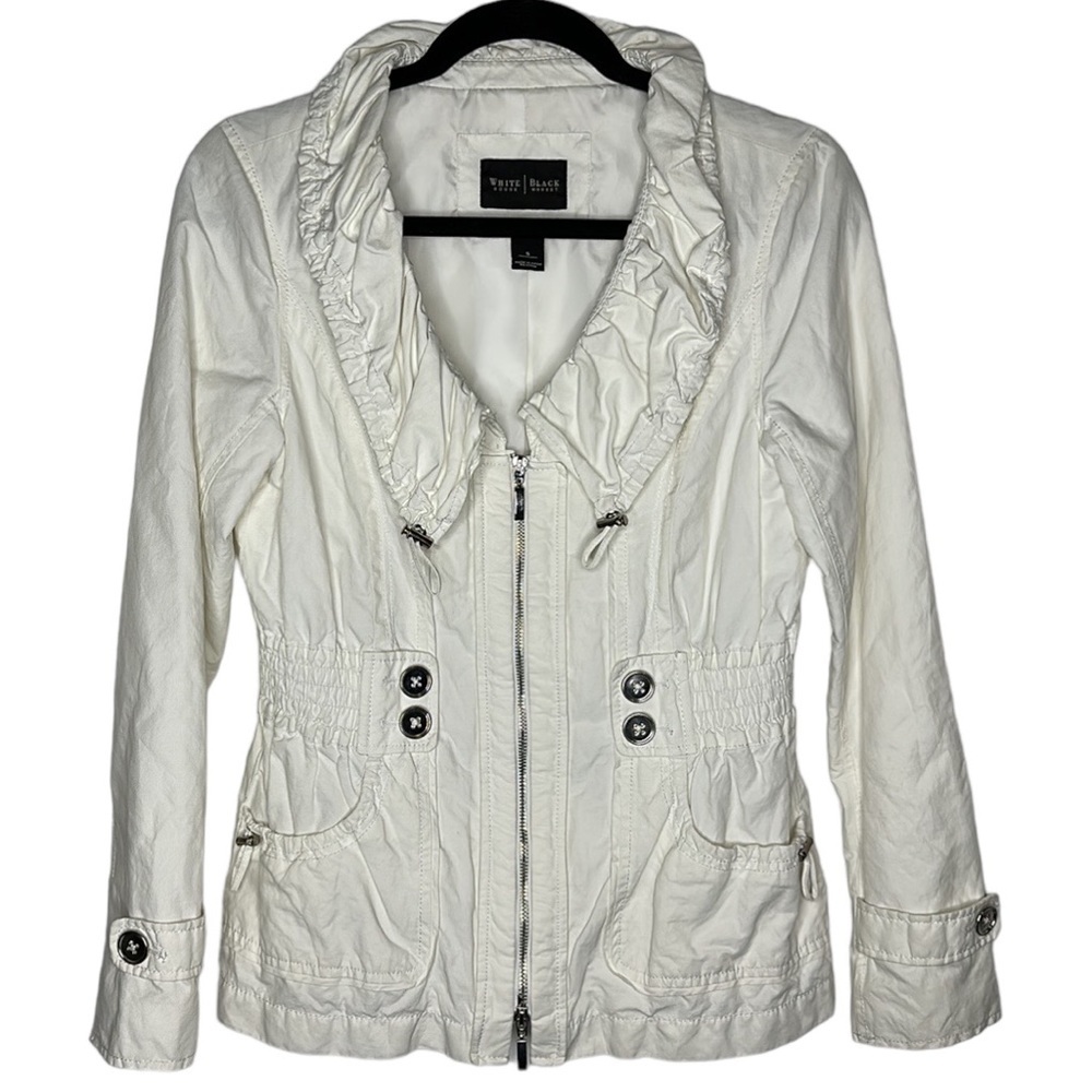 WHITE HOUSE BLACK MARKET White Zip-up Weatherproof Jacket | Size: Small